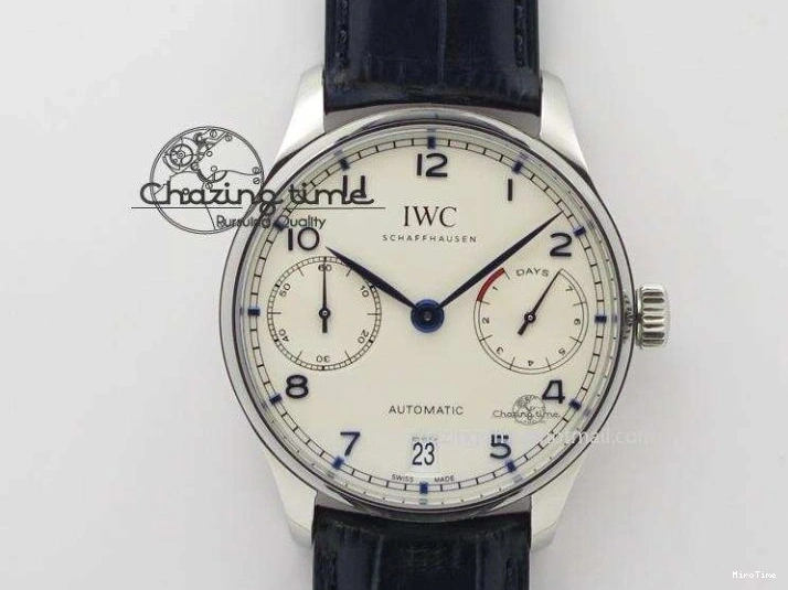 MIROTIME 0424 Effortless Portuguese IW544404 SS White Dial On Black Leather Strap A 7257